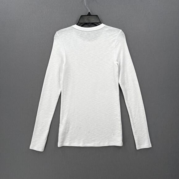 ENZA COSTA Textured Knit Crew Neck Top Womens Medium White Long Sleeve Shirt NEW - Picture 5 of 16